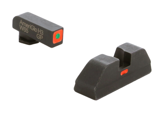 AmeriGlo GL616 CAP Sight Set for Glock, Green Tritium Orange Outline Front Sight, Orange-Bar Rear Sight - 644406905622 