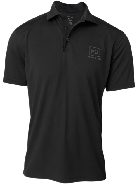 Glock Perfection Polo, Black Polyester Mesh, Short Sleeve, Small - 764503058325 