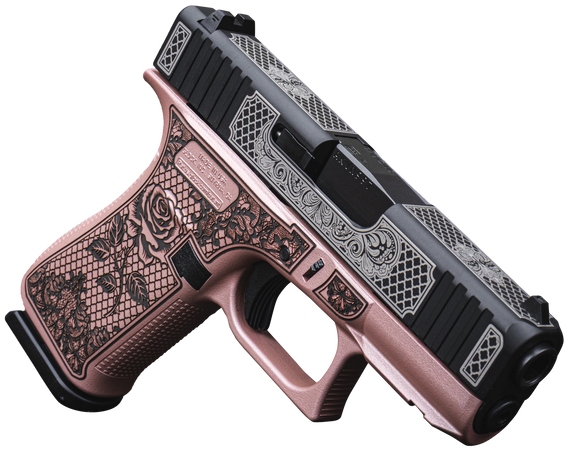 Glock G43X, 9MM, 3.41" Barrel, 10+1 Rds, Rose Gold Lace w/Rose Cerakote - 810188100474 