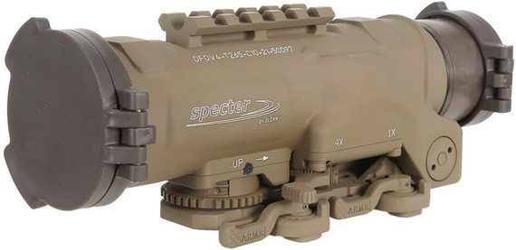 ELCAN SpecterDR 1x/4x 5.56 BDC FDE, Dual-thickness ballistic crosshair, Cerakote Finish - 666595000827 