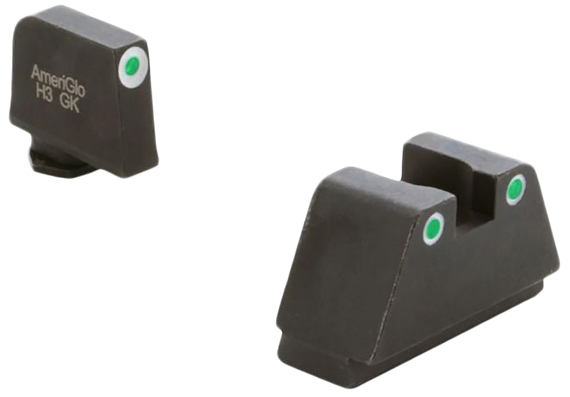 AmeriGlo GL330 Optic Compatible Sight Set, 2XL Tall, Green Tritium White Outline, Fits Glock Gen 1-5 (excluding 42, 43, 43X, 48) - 644406908241 