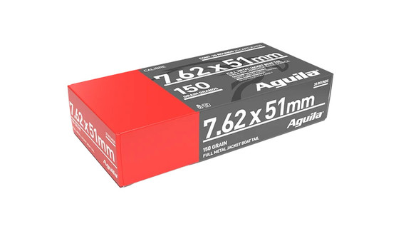 Aguila 1E762110, 7.62x51mm, 150gr FMJBT, 20 Rds - 640420003252 