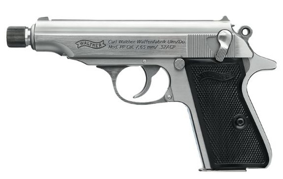 Walther Arms PP ACP, .32 ACP, 3.90" Barrel, 8 Rds, Stainless/Black - 723364231278 