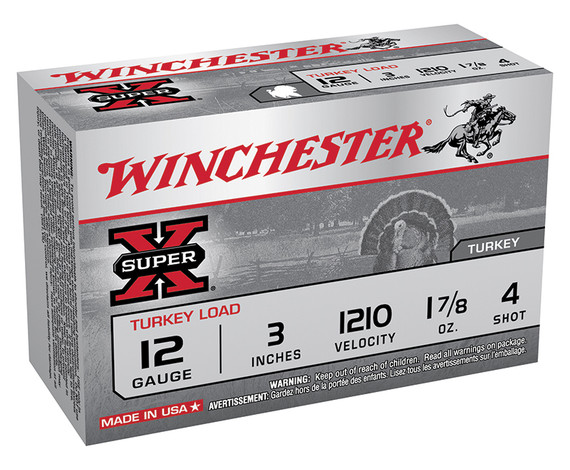Winchester SuperX 12Ga 3" 1-7/8oz MAG #4, Copper-Plated Lead Shot, 10 Rds, Made in USA - 020892011175 