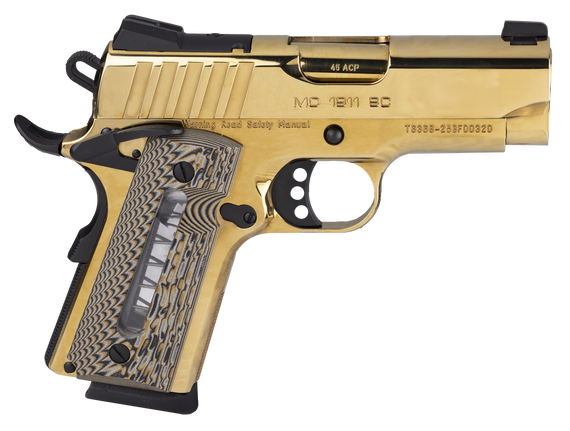 EAA MC1911 SC, 45 ACP, 3.4" Barrel, 6+1 Rds, Gold/Black - 741566907784 