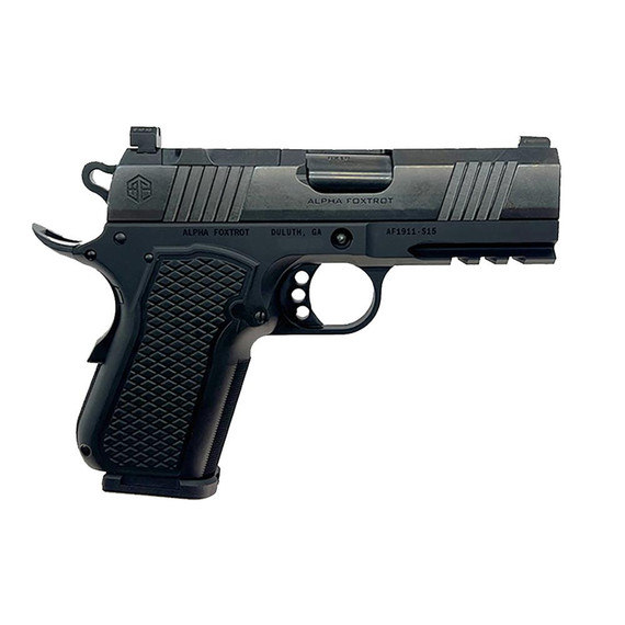 Alpha Foxtrot AF1911-S15, 9MM Luger, 3.50" Barrel, 15 Rds, Polished DLC Black - 810100533472 