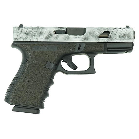 Glock G19 Gen 3, 9MM Luger, 4.01" Barrel, 15 Rds, Static Stipple Frame/Sliver Marbled Slide - 688099405472 