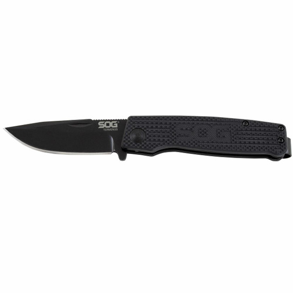 SOG Terminus Bowie Folding Knife, 3" Blade, Black - 729857013345 