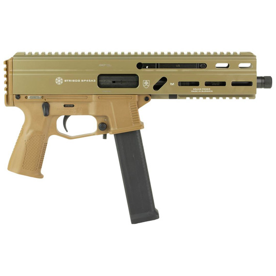 Grand Power SP45A3 Stribog, 45 ACP, 8.00" Barrel, 20+1 Rds, Flat Dark Earth 