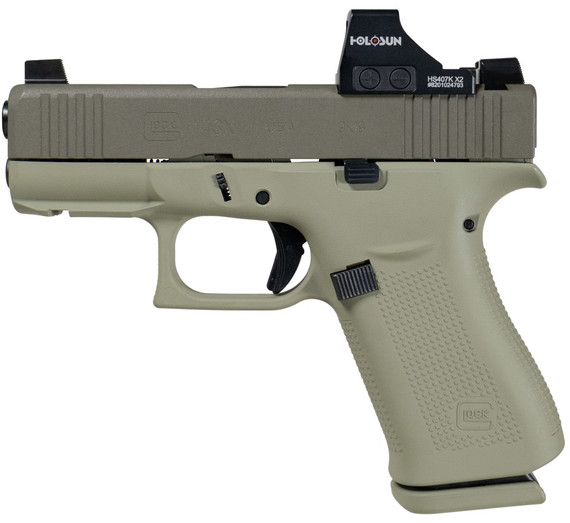 Shark Coast Tactical Glock 43X, 9mm, 3.39" Barrel, Holosun 407K, Debo Green, 10‑Round - 810188104533 
