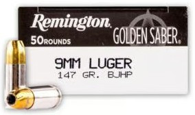 Remington Golden Saber 9mm 147gr BJHP – 50 Round Box - 047700474502 