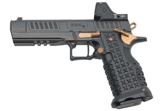 Jacob Grey Nox-9 9mm, 17-Round, 5" Integrally Compensated & Ported Barrel, Black & PVD Canyon Copper, with Trijicon RMR HD - 4715309 