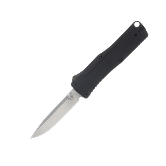 Benchmade 4850 OM OTF Knife, Black Aluminum Handles, S30V Satin Clip Point Blade - 610953153779 
