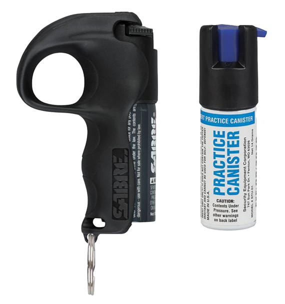 Sabre Quick Grip, Pepper Spray Kit with Finger Loop and Practice Spray, Black - 023063120003 