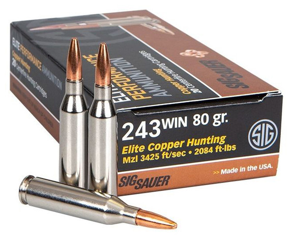SIG Sauer Elite Copper, 243 WIN, 80 Grain, 20 rounds - 798681600328 