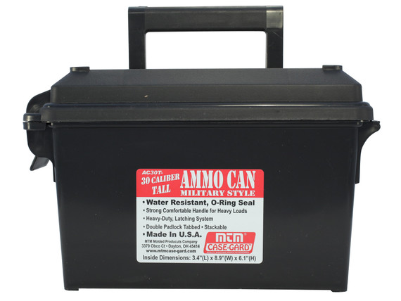 MTM AC30T-40, Ammo Can, Water-Resistant, Black - 026057363127 