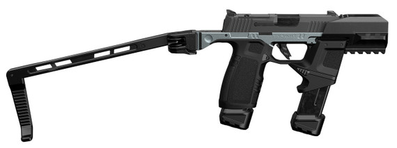 Tyrant CNC TWS365 Conversion System for Sig Sauer P365, Gunmetal Aluminum PDW Chassis with Folding Brace - 764046033896 