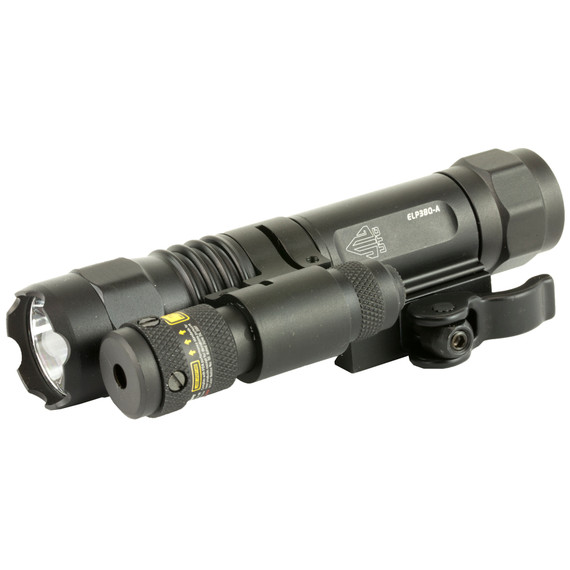 UTG LT-ELP38Q-A, 400 Lumen, Adjustable Red Laser, Quick Detach Mount, Black Finish - 4717385551381 