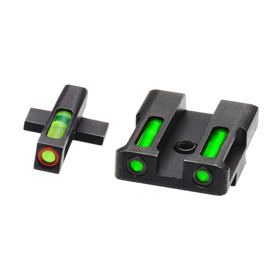 Hi-Viz LiteWave H3 Tritium/Litepipe Night Sights, Fits Springfield XD/XDS/XDE/XDM, Green Front w/Orange Front Ring, Green Rear - 613485589894 