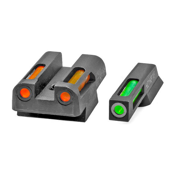 Hi-Viz LiteWave H3, Tritium/Fiber Optic Night Sights, Green/Orange, Fits CZ 75/85/P-01 - 613485590081 