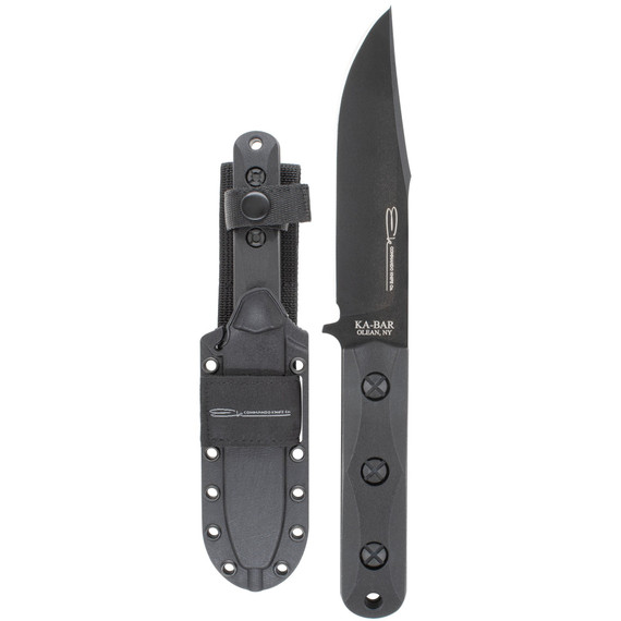KA-BAR EK Commando EK50, Fixed Blade Knife, 5.06" Clip Point Blade, Black Ultramid Handle, Celcon Sheath - 617717201509 