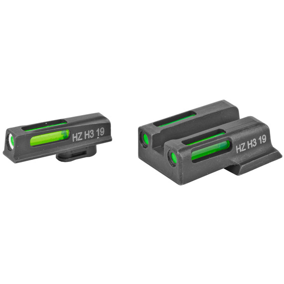 Hi-Viz LightWave H3, Tritium/Fiber Optic Night Sights, Green Front with White Ring and Green Rear - 613485590067 