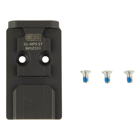 C&H Precision V4 Optic Mounting Plate, Fits Glock MOS, Steiner MPS, Anodized Finish, Black - 616943735703 