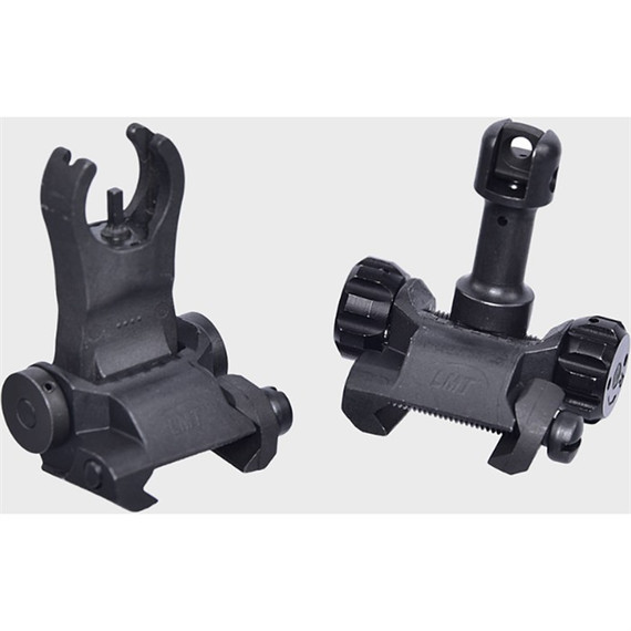 LMT Defense Flip-Up Battle Sights, 5.56mm & 7.62mm, Folding Style, Black - 815415017174 