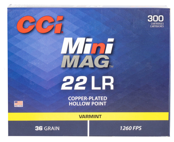 CCI Mini-Mag Varmint, 22LR, 36 Grain, 3000 Rounds - 076683009623 