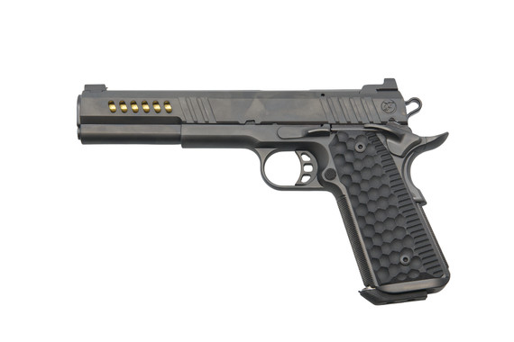Nighthawk Custom Chairman Long Slide, 10mm, DLC w/ Gold Titanium Nitride Accents, IOS Optic System, includes Railscales G10 Grips 