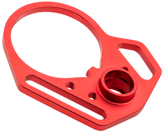 Strike Industries ARULMFEP&ACNRED, QD End Plate with Hook Attachments & Anti-Rotation Castle Nut, Red Finish - 793811764499 