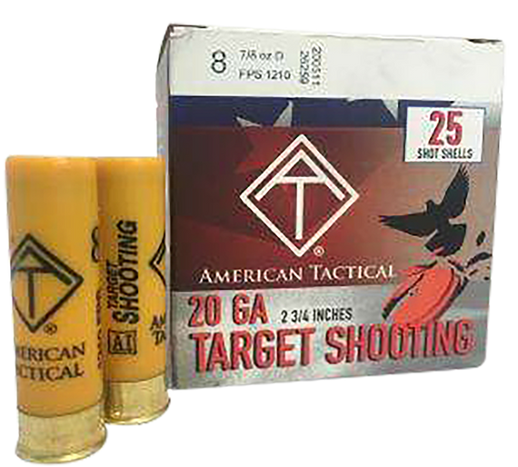 ATI Target Load, 20 Gauge, 2.75" Shell, 7/8 oz, 8 Shot, 25 Rounds Per Box, 10 Boxes Per Case - 819644021865 