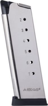 Mec-Gar 1911 Officers Magazine, 7 Rds, Nickel Carbon Steel - 765595103924 