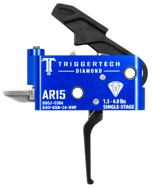 TriggerTech AR15 Diamond, Single Stage, Flat Trigger, 1.5-4.0 lbs, Admiral Blue/Black - 885768003346 
