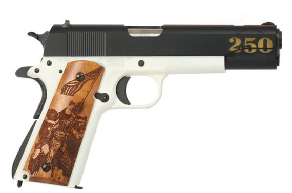Auto Ordnance 1911A1 Marines 250th, .45 ACP, 5.00" Barrel, 7 Rds, White, Blue, Red, and Gold Finish - 602686423007 