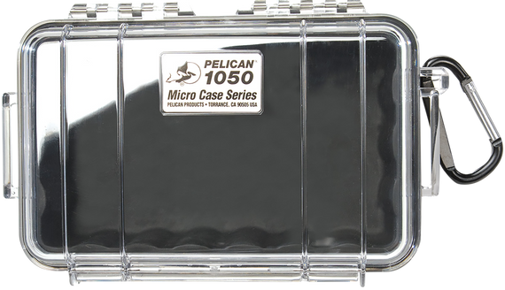 Pelican 1050 Micro Case, Black/Clear Polycarbonate, 7.99" Long - 019428082659 