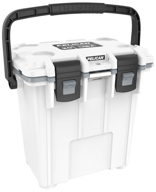 Pelican 20QT Elite Cooler, White/Gray, Polypropylene, Stainless Steel - 825494068295 