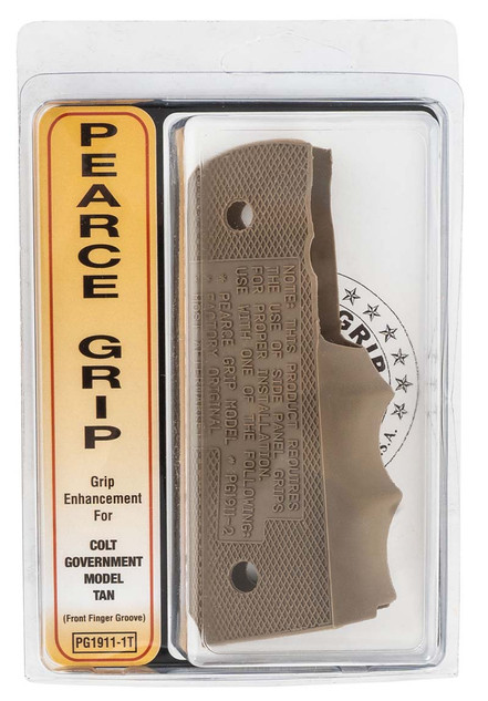 Pearce Grips Govt 1911, Tan Rubber Finger Groove Insert - 605849400075 