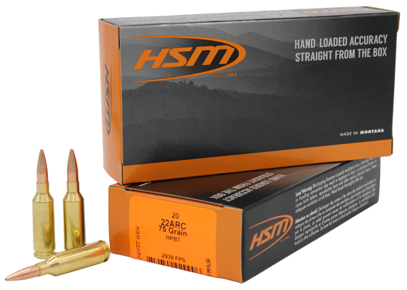 HSM, .22 ARC, 75 Gr, JHP, 20 Rds - 810742029906 