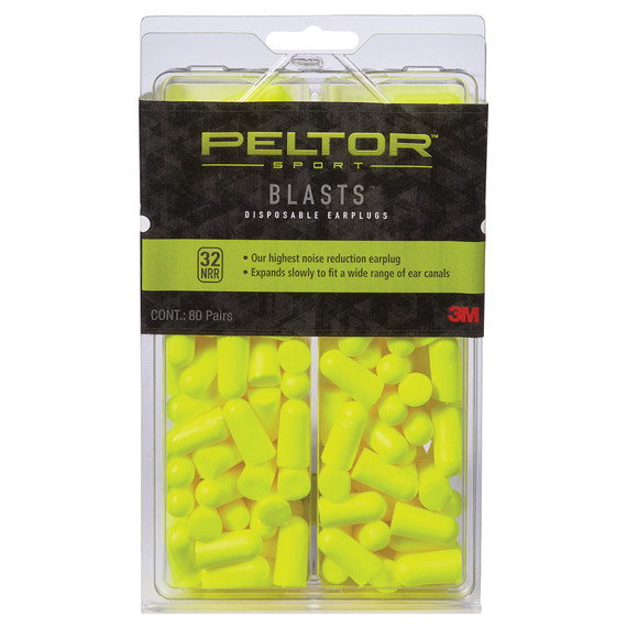 3M Peltor Sport Blasts Disposable Earplugs, 80 Pairs, Yellow Foam, 32 dB NRR - 051125004299 