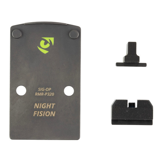 Night Fision SIG-OPBS-RMR-P320-ZXZX, Optic Plate + Backup Sight Combo, Black Sights, 17-4 Stainless Steel - 810138541111 
