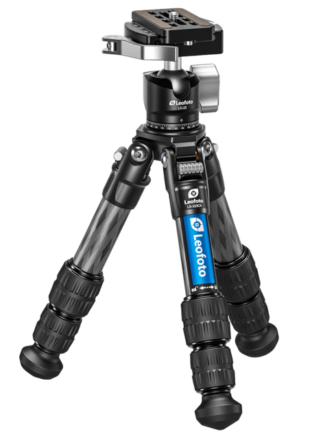 Leofoto LS-223CX+LH-25 Carbon Fiber Tripod, Black Aluminum Finish - 6940828313071 