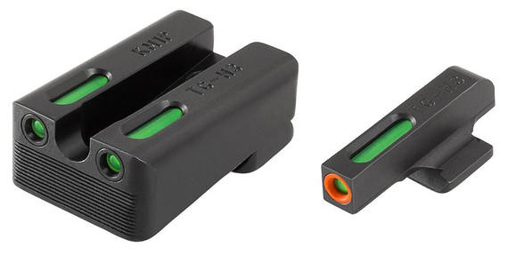 TruGlo TFX Pro, Tritium/Fiber-Optic Day/Night Sights, Orange Outline Front/Rear Green, Black - 788130022764 