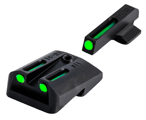 Truglo TG131NT2 TFO Green/Tritium/Fiber Optic Sight Set, 1911 Government, Green Front/Rear, Steel, Black - 788130019481 