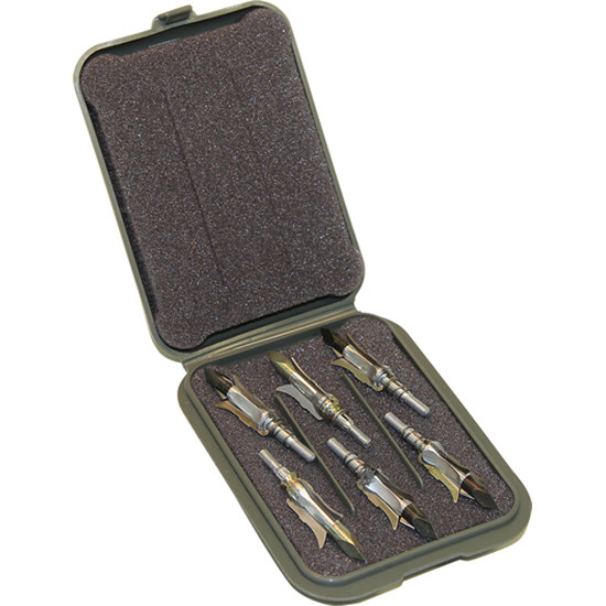 MTM BHM Mechanical Broadhead Case, Holds 6 Broadheads, Rattle-Free Storage, Army Green - 026057851129 