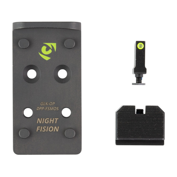 Night Fision NF Plate+NS LP DPP, Optic Plate + Backup Sight Combo, Fits Glock FS MOS, Black - 810138540985 