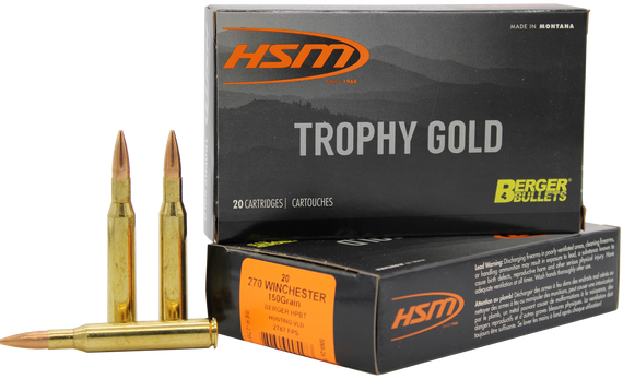 HSM, .270 WINCHESTER, 150 Gr, JHP, 20 Rds - 837306005473 