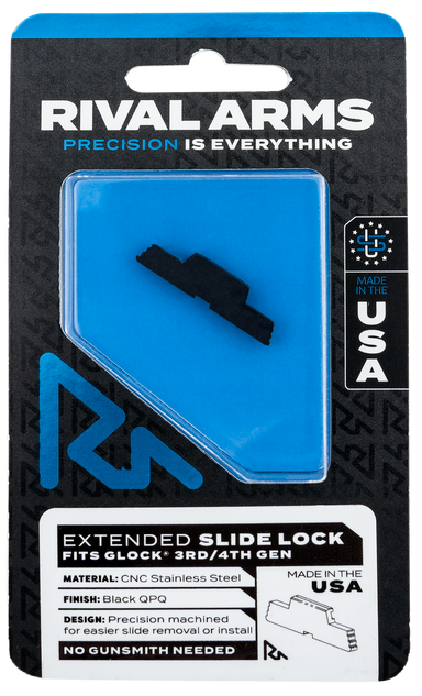 Rival Arms RA80G001A, Extended Slide Lock, Black QPQ Finish - 788130027448 