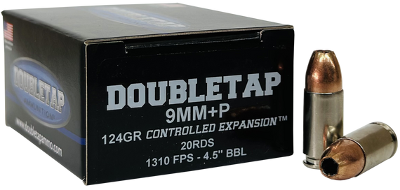 DoubleTap Ammunition, 9MM, 124 Gr, JHP, 20 Rds - 091037683106 