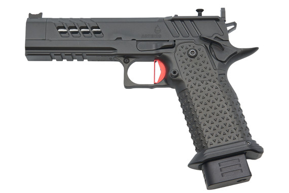 Atlas Gunworks Artemis V2, 9mm, DLC Finish, 4.6" Bull Barrel w/ Front Sight Block, Red Flat Short Trigger, includes 20‑round magazine and hard case - 2023073 